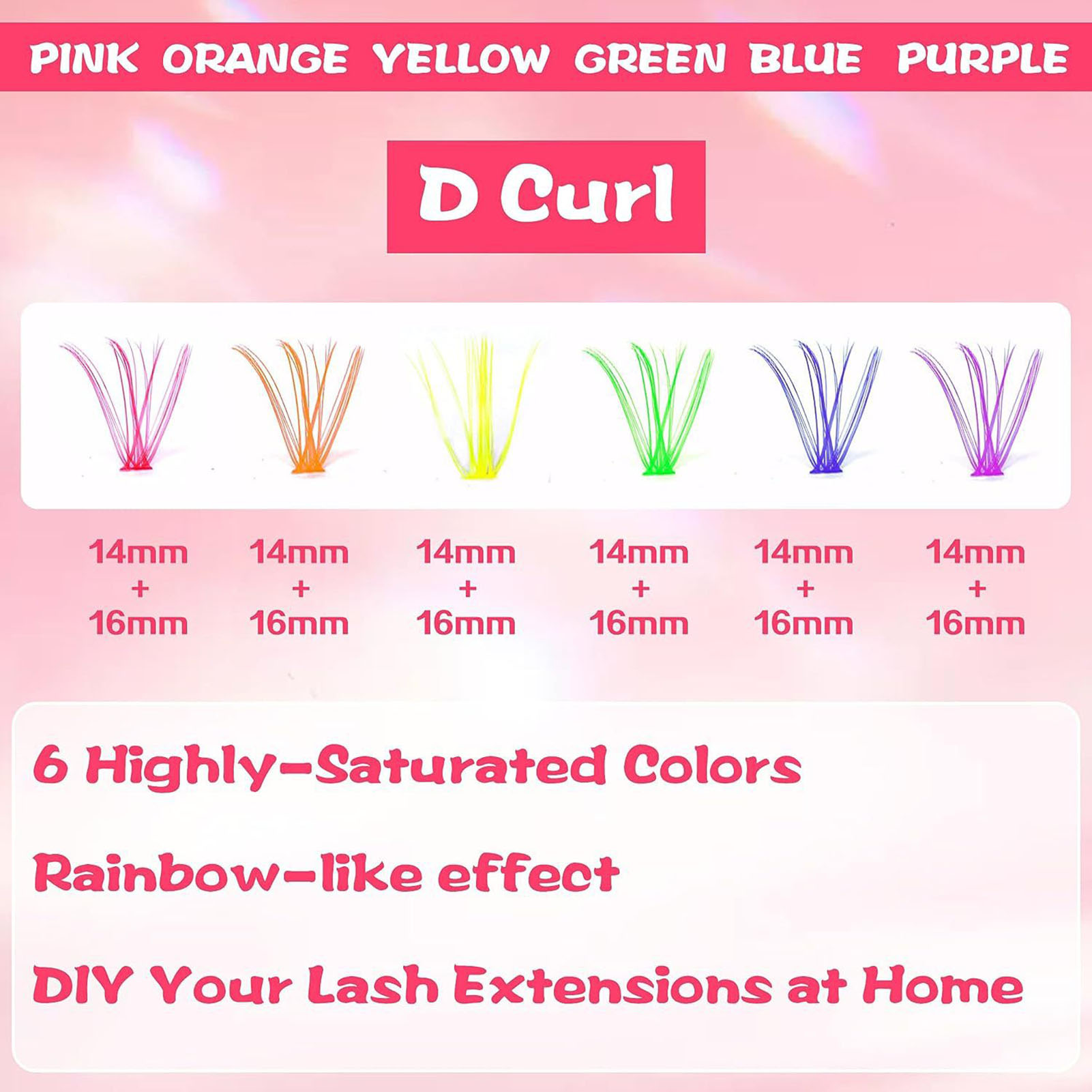 14/16mm D Curl Colorful Indivi - đánh giá và giá Funny Eyelash Extension