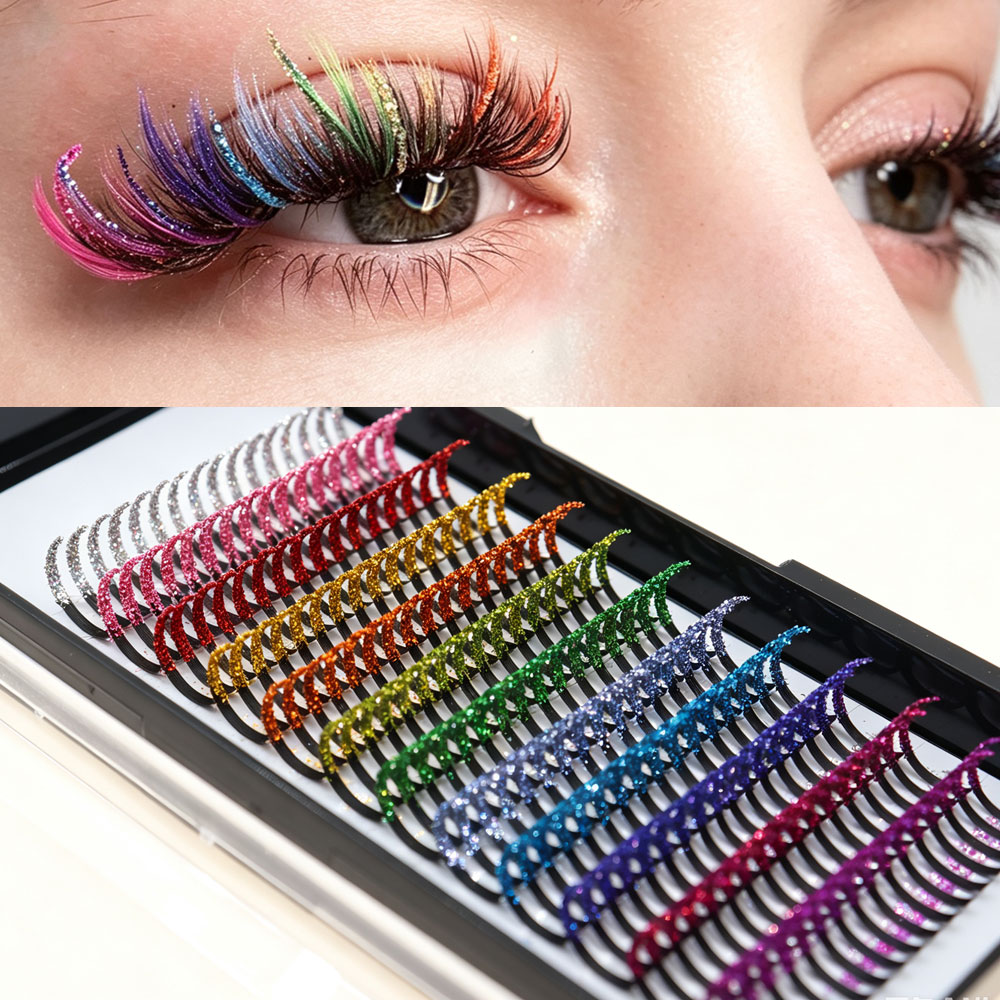 Color Glitter DIY Cluster Lash - đánh giá và giá Funny Eyelash Extension